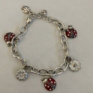 Brighton Charm Bracelet Ladybug And Daisies Daisy Flower 6 Charms Lobster Clasp